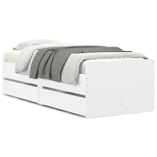 vidaXL Bed Frame | White | Engineered wood, Plywood | Single | Bed Frame