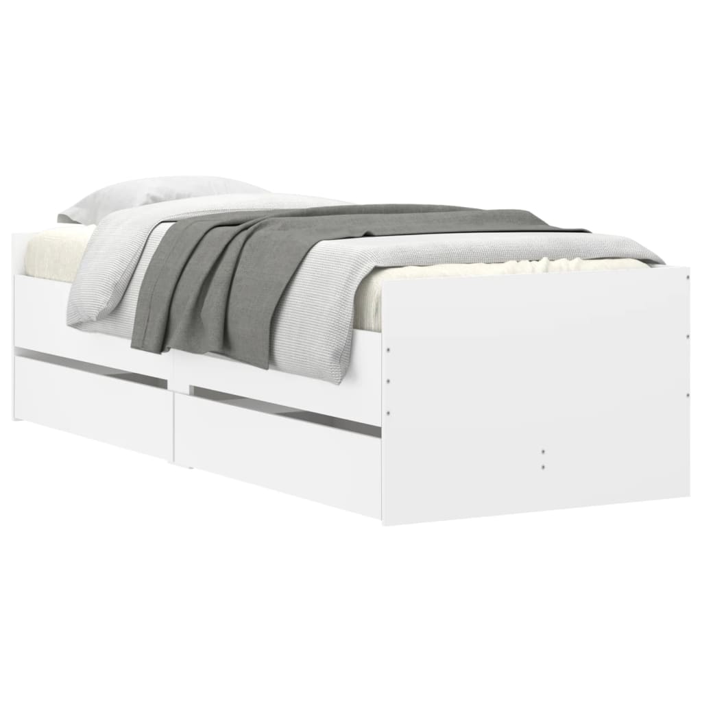 vidaXL Bed Frame | White | Engineered wood, Plywood | Single | Bed Frame