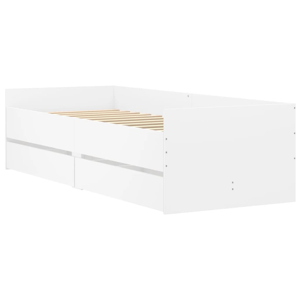 vidaXL Bed Frame | White | Engineered wood, Plywood | Single | Bed Frame