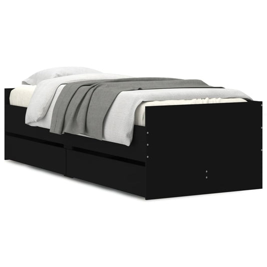 vidaXL Bed Frame | Black | Engineered wood, Plywood | Single | Bed Frame
