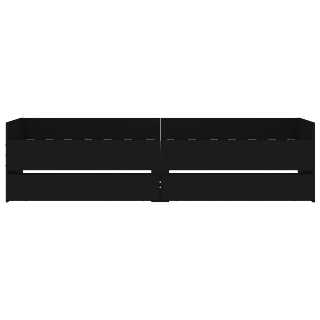 vidaXL Bed Frame with Drawers without Mattress Black 90x190 cm Single