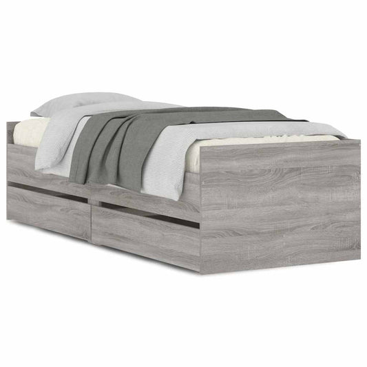 vidaXL Bed Frame | Grey Sonoma | Engineered Wood | Single | Bed Frame