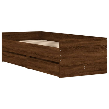 vidaXL Bed Frame | Brown oak | Engineered wood, Plywood | Single | Bed Frame