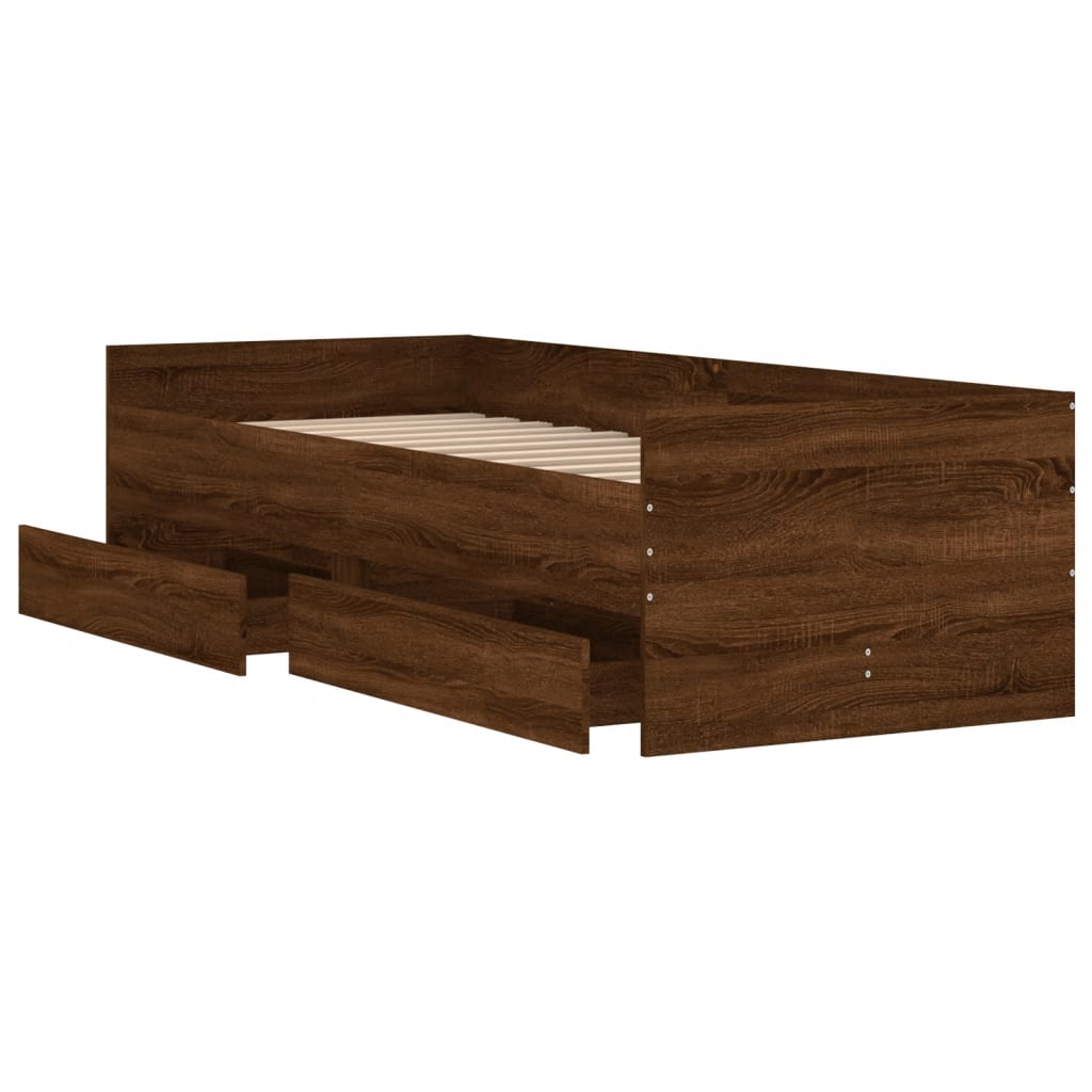 vidaXL Bed Frame | Brown oak | Engineered wood, Plywood | Single | Bed Frame