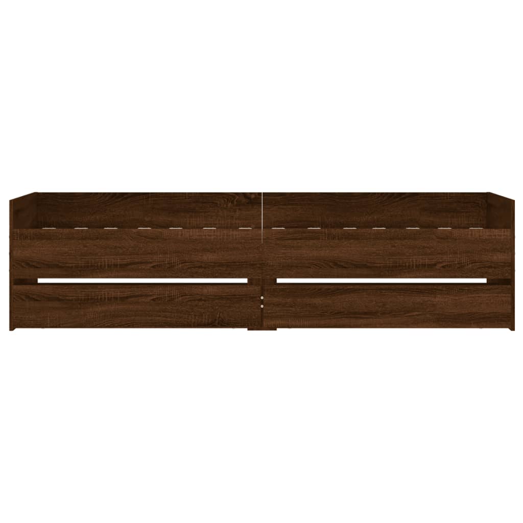 vidaXL Bed Frame | Brown oak | Engineered wood, Plywood | Single | Bed Frame