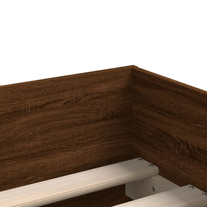 vidaXL Bed Frame | Brown oak | Engineered wood, Plywood | Single | Bed Frame