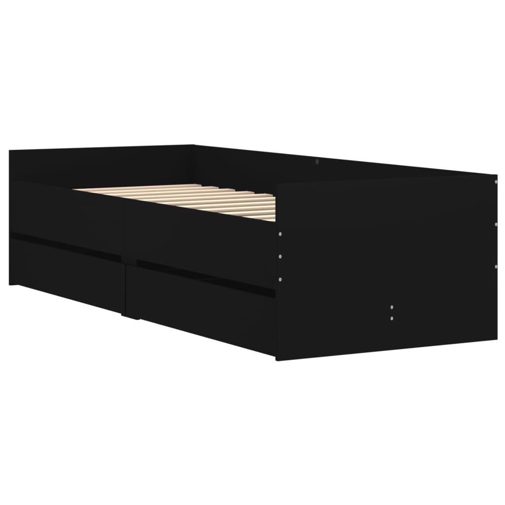 vidaXL Bed Frame without Mattress Black 75x190 cm Small Single Small Single