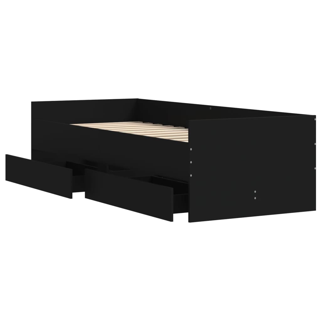 vidaXL Bed Frame without Mattress Black 75x190 cm Small Single Small Single