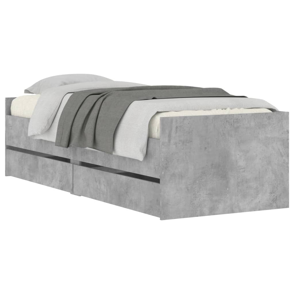 vidaXL Bed Frame | Concrete grey | Engineered wood | Small Single | Bed Frame