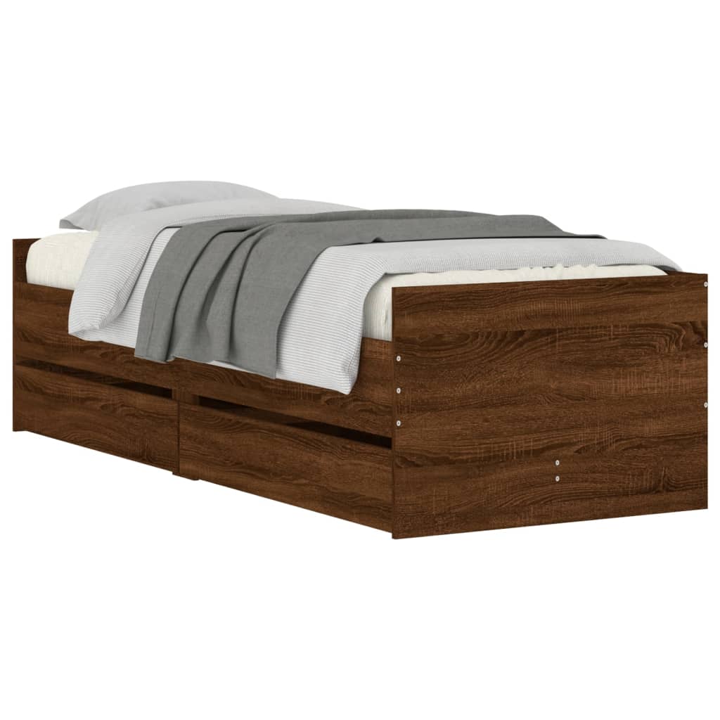 vidaXL Bed Frame without Mattress Brown Oak 75x190 cm Small Single Small Single