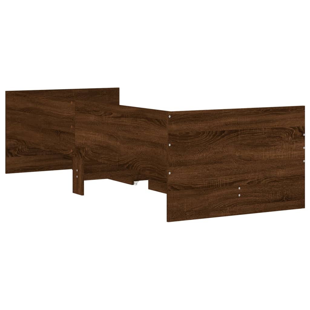 vidaXL Bed Frame without Mattress Brown Oak 75x190 cm Small Single Small Single