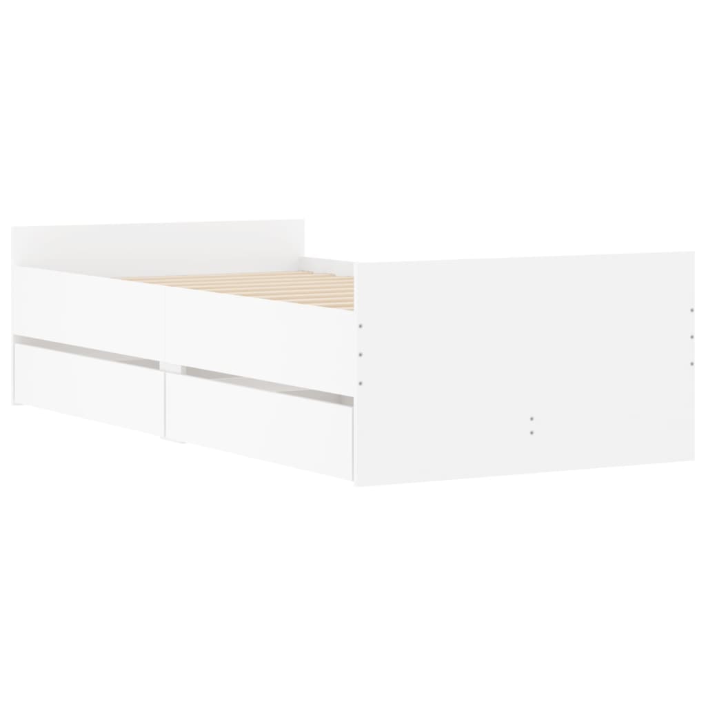 vidaXL Bed Frame | White | Engineered wood | Single | Bed Frame | Rectangular