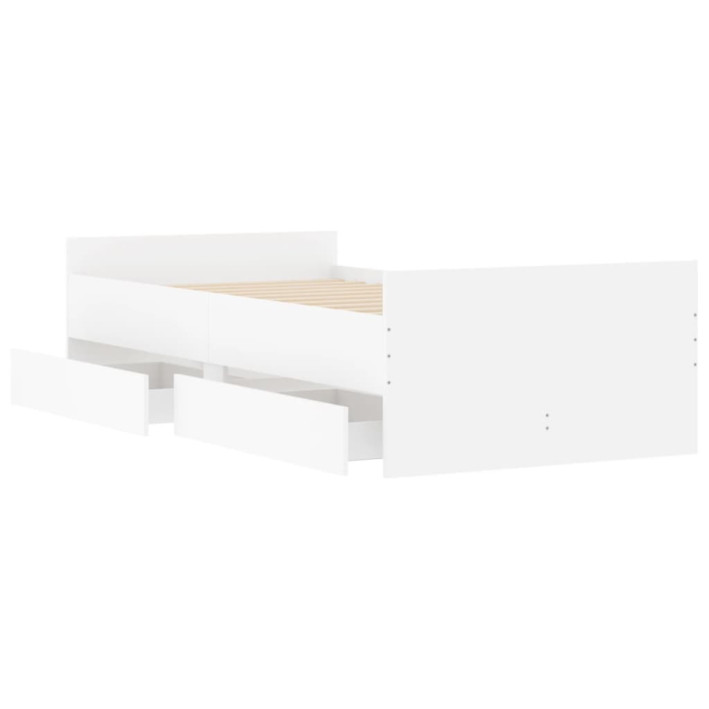vidaXL Bed Frame | White | Engineered wood | Single | Bed Frame | Rectangular