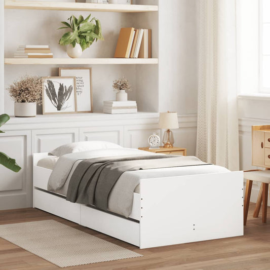 vidaXL Bed Frame | White | Engineered wood | Single | Bed Frame | Rectangular