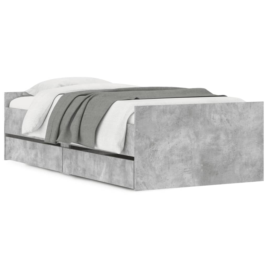 vidaXL Bed Frame | Concrete Grey | Engineered Wood | Single | Bed Frame