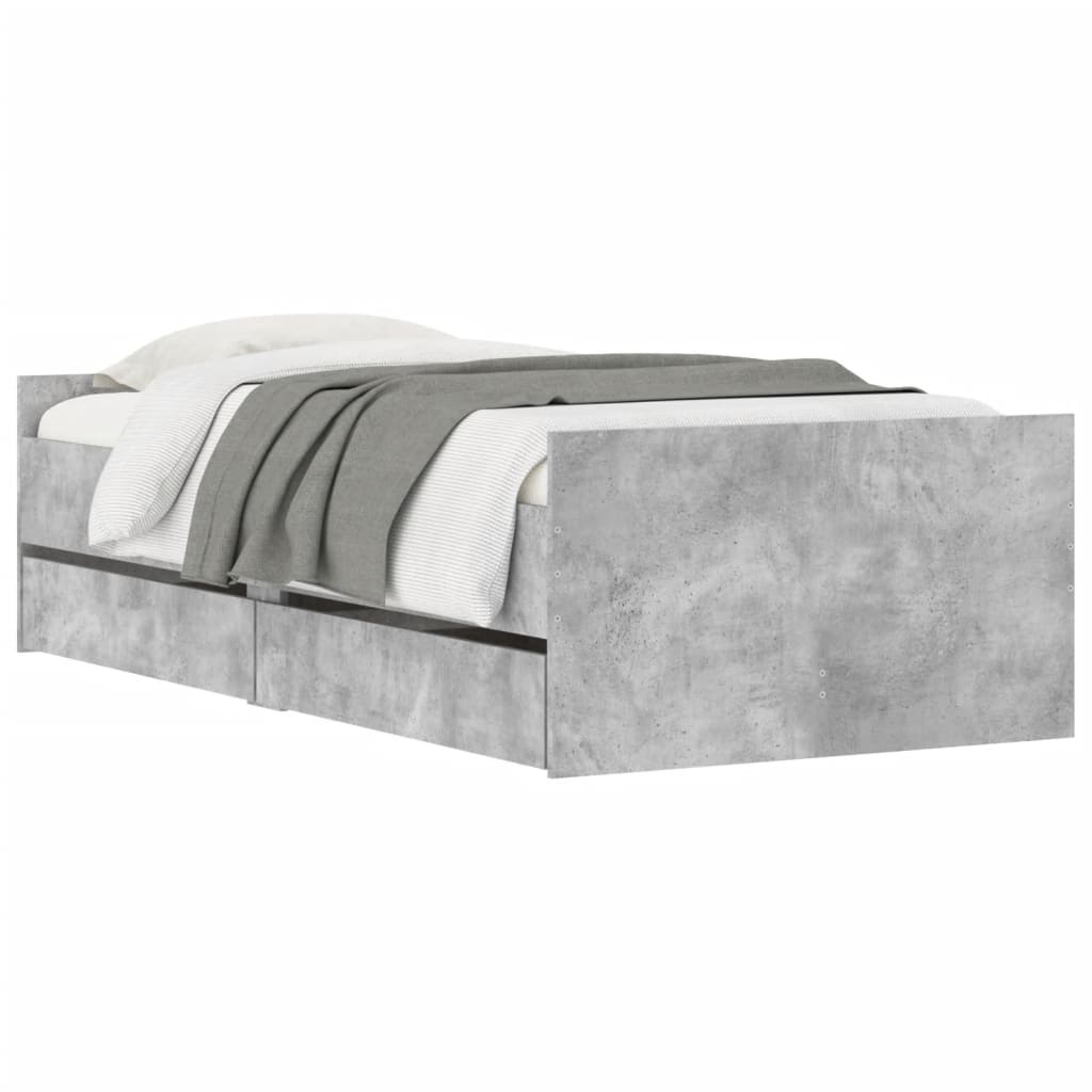 vidaXL Bed Frame | Concrete Grey | Engineered Wood | Single | Bed Frame