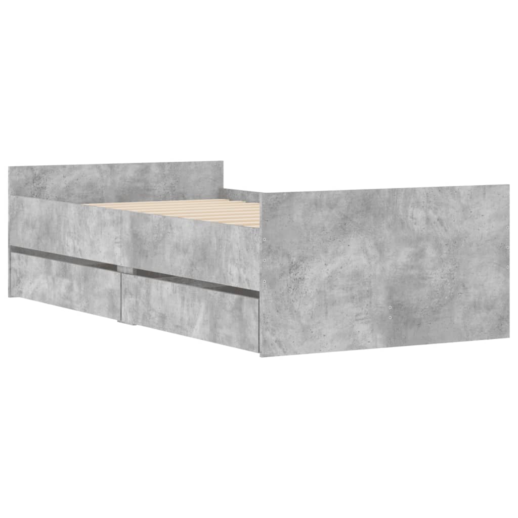vidaXL Bed Frame | Concrete Grey | Engineered Wood | Single | Bed Frame