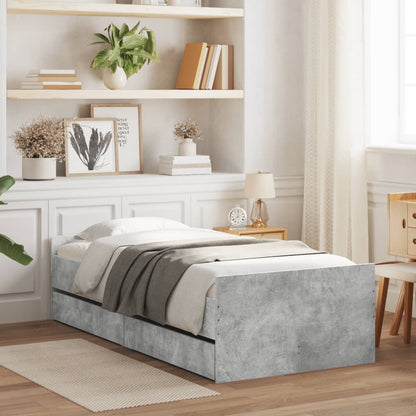 vidaXL Bed Frame | Concrete Grey | Engineered Wood | Single | Bed Frame
