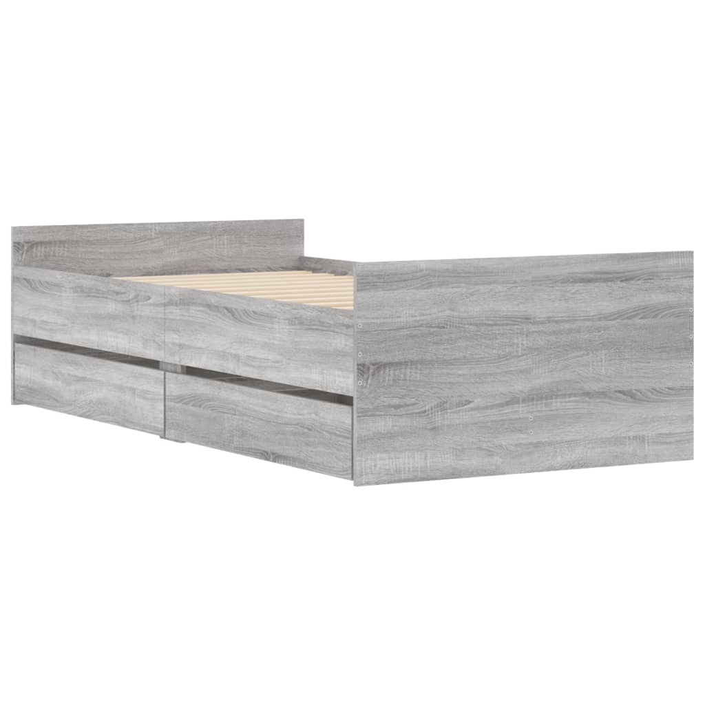 vidaXL Bed Frame | Grey sonoma | Engineered wood | Single | Bed Frame