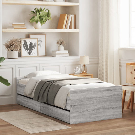 vidaXL Bed Frame | Grey sonoma | Engineered wood | Single | Bed Frame