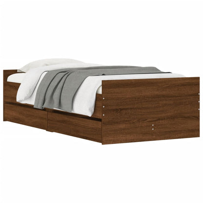 vidaXL Bed Frame | Brown oak | Engineered wood | Single | Bed Frame