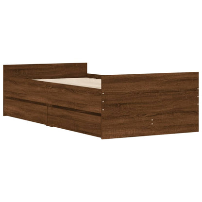vidaXL Bed Frame | Brown oak | Engineered wood | Single | Bed Frame