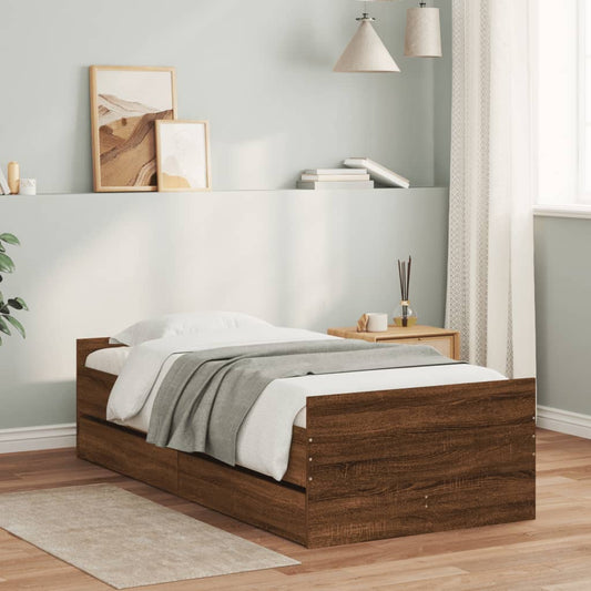 vidaXL Bed Frame | Brown oak | Engineered wood | Single | Bed Frame