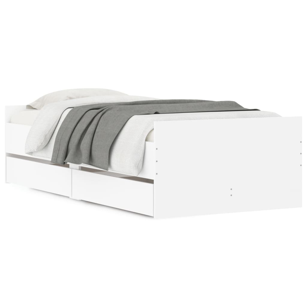 vidaXL Bed Frame | White | Engineered wood, Plywood | Single | Bed Frame
