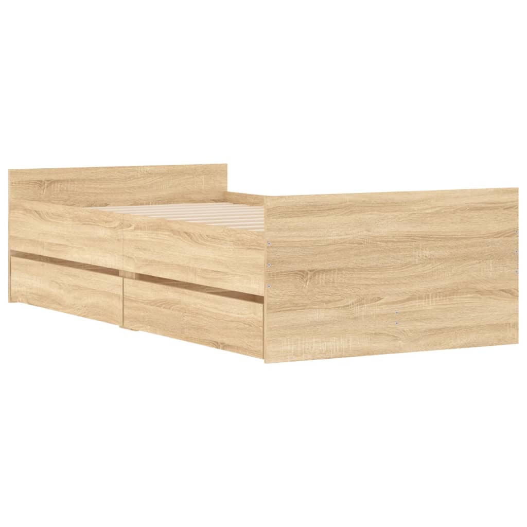 vidaXL Bed Frame with Drawers without Mattress Sonoma Oak 90x200 cm
