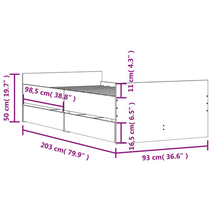 vidaXL Bed Frame with Drawers without Mattress Sonoma Oak 90x200 cm
