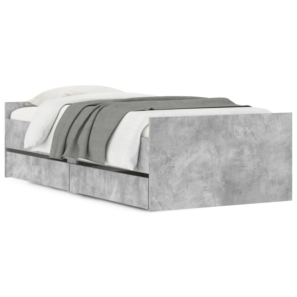 vidaXL Bed Frame | Concrete grey | Engineered wood, Plywood | Single | Bed Frame