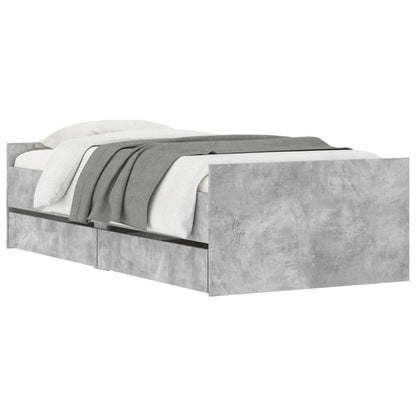 vidaXL Bed Frame | Concrete grey | Engineered wood, Plywood | Single | Bed Frame