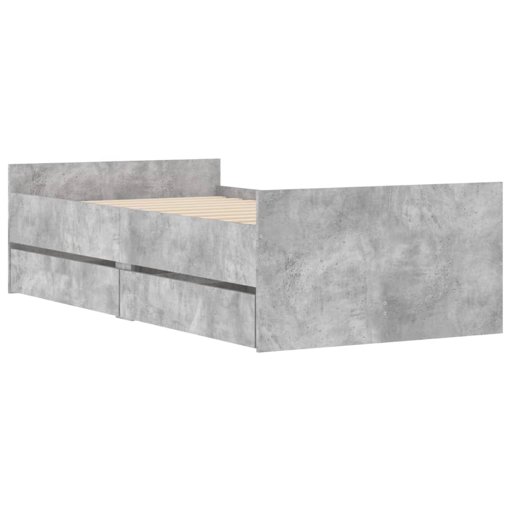 vidaXL Bed Frame | Concrete grey | Engineered wood, Plywood | Single | Bed Frame