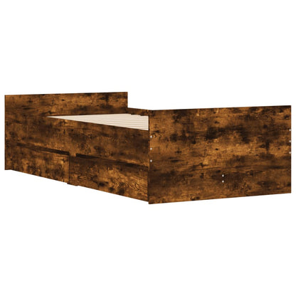 vidaXL Bed Frame with Drawers without Mattress Smoked Oak 90x200 cm