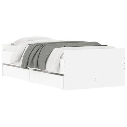 vidaXL Bed Frame with Drawers without Mattress White 90x190 cm Single