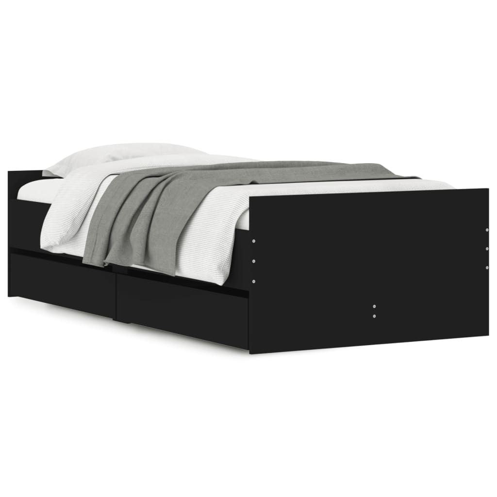 vidaXL Bed Frame | Black | Engineered wood, Plywood | Single | Bed Frame