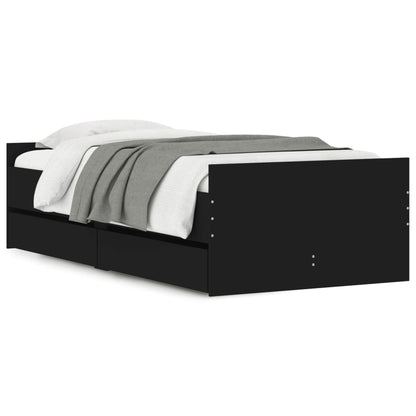 vidaXL Bed Frame | Black | Engineered wood, Plywood | Single | Bed Frame