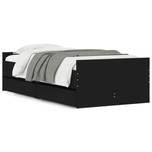 vidaXL Bed Frame | Black | Engineered wood, Plywood | Single | Bed Frame