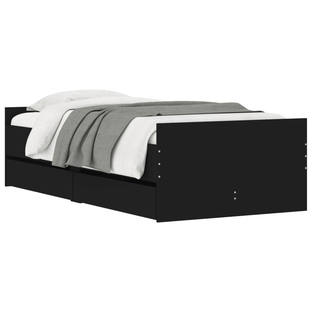 vidaXL Bed Frame | Black | Engineered wood, Plywood | Single | Bed Frame