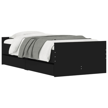 vidaXL Bed Frame | Black | Engineered wood, Plywood | Single | Bed Frame