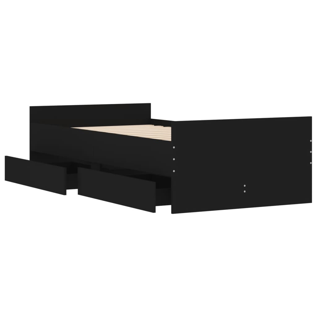 vidaXL Bed Frame | Black | Engineered wood, Plywood | Single | Bed Frame