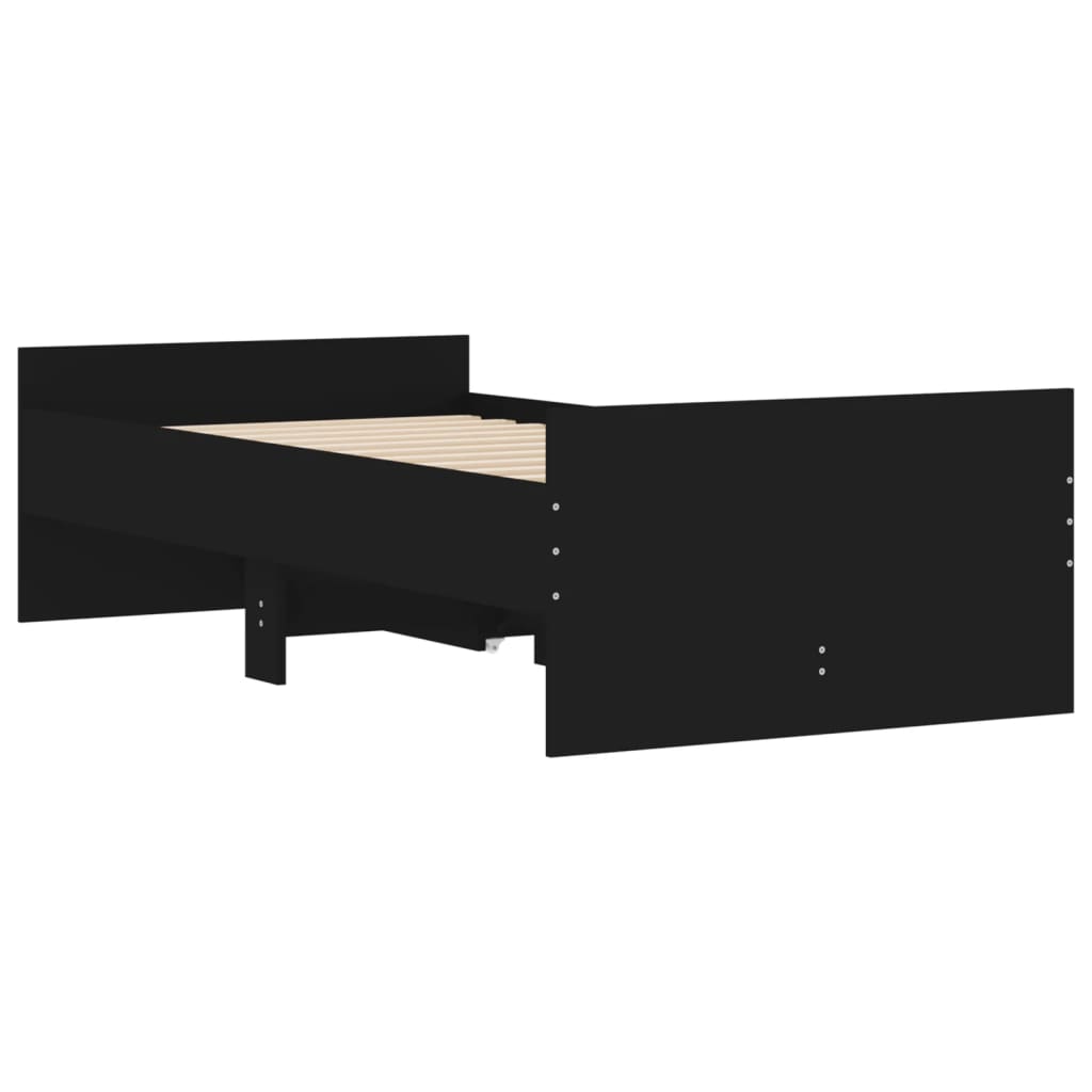 vidaXL Bed Frame | Black | Engineered wood, Plywood | Single | Bed Frame