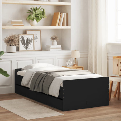 vidaXL Bed Frame | Black | Engineered wood, Plywood | Single | Bed Frame