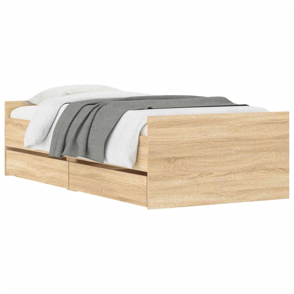 vidaXL Bed Frame | Sonoma oak | Engineered wood | Single | Bed Frame