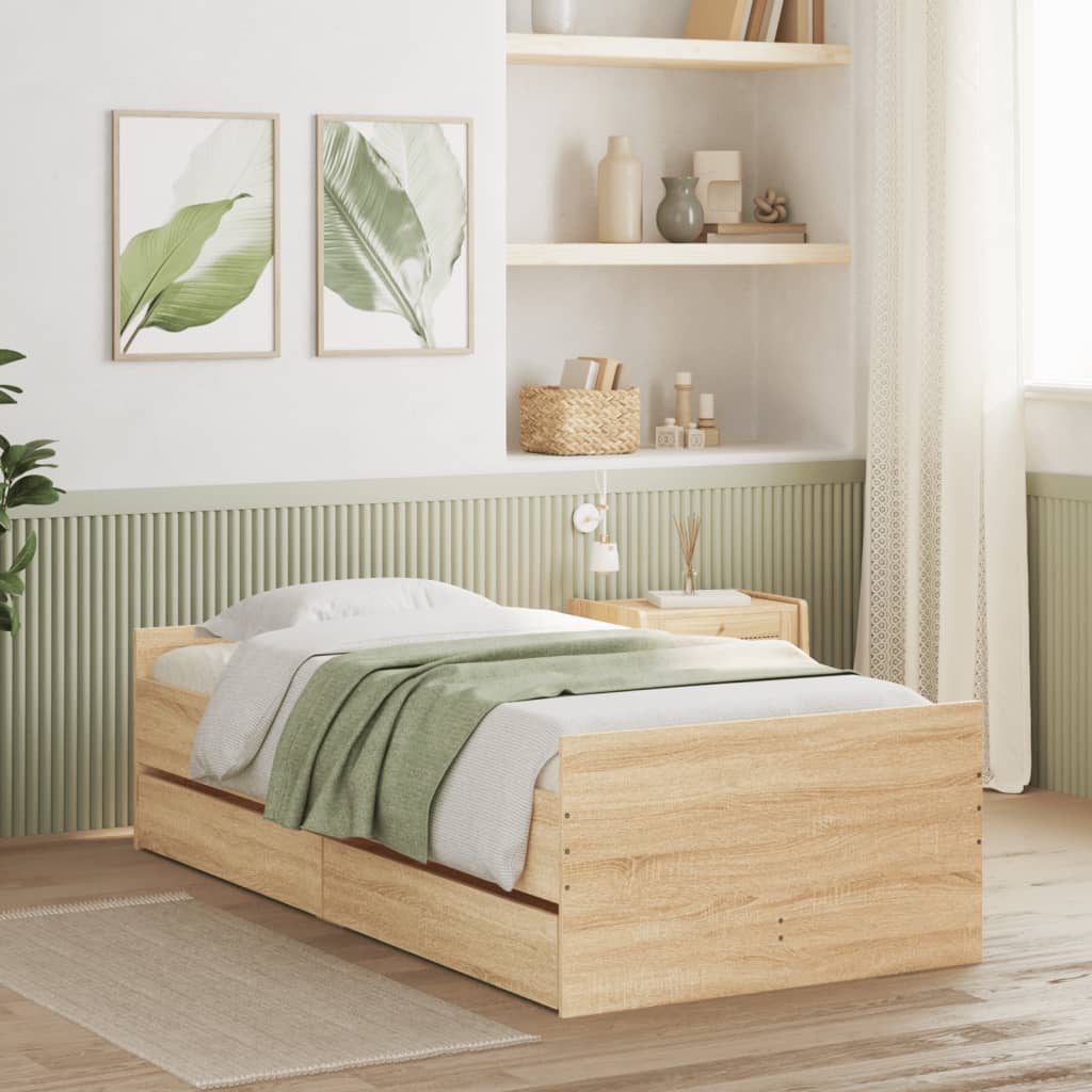 vidaXL Bed Frame | Sonoma oak | Engineered wood | Single | Bed Frame