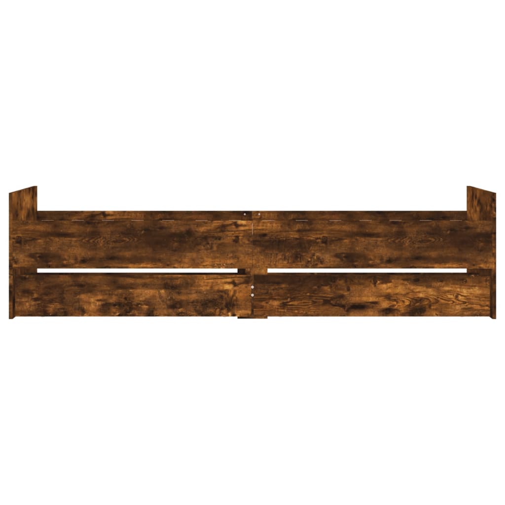 vidaXL Bed Frame with Drawers without Mattress Smoked Oak 90x190 cm Single