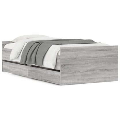 vidaXL Bed Frame with Drawers without Mattress Grey Sonoma 90x190 cm Single