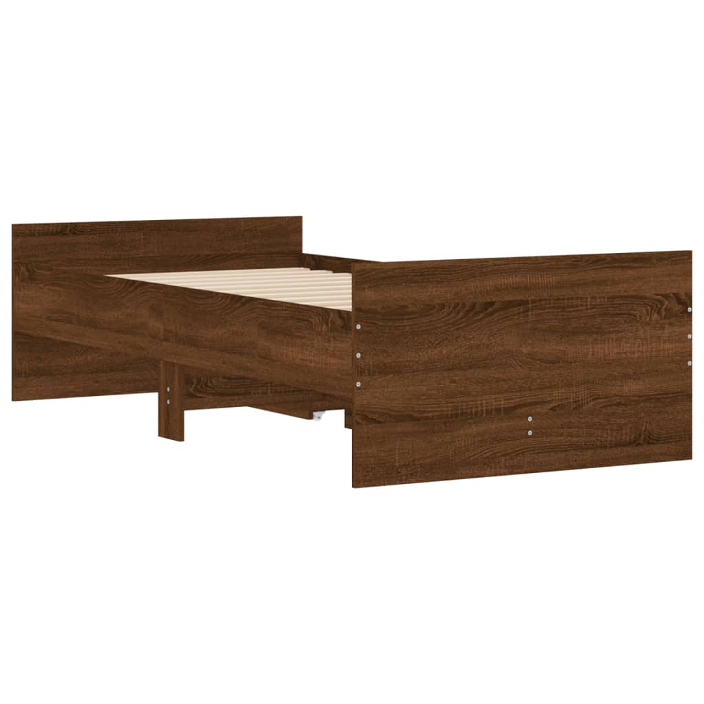 vidaXL Bed Frame | Brown Oak | Engineered wood | Single | Bed Frame