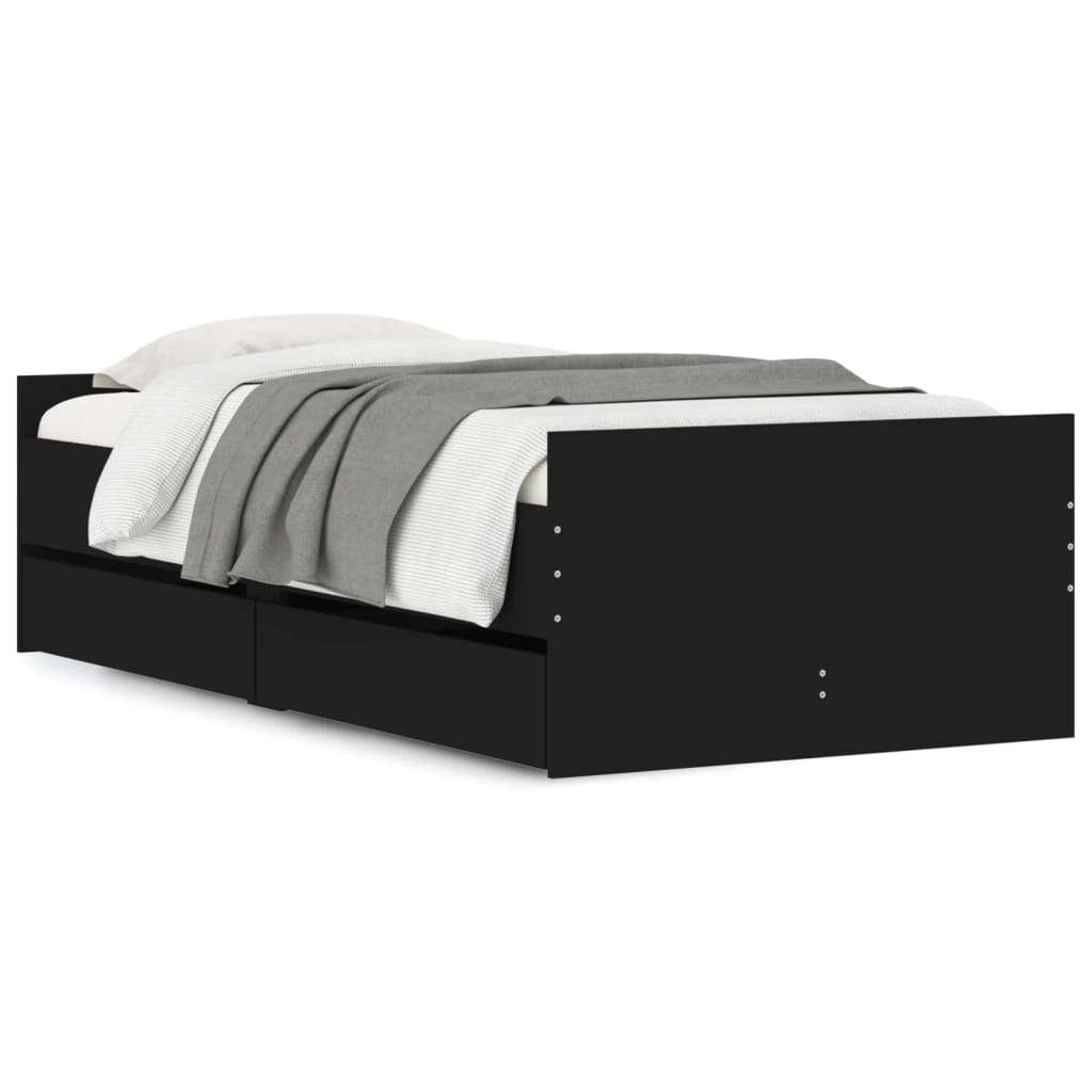 vidaXL Bed Frame without Mattress Black 75x190 cm Small Single Small Single
