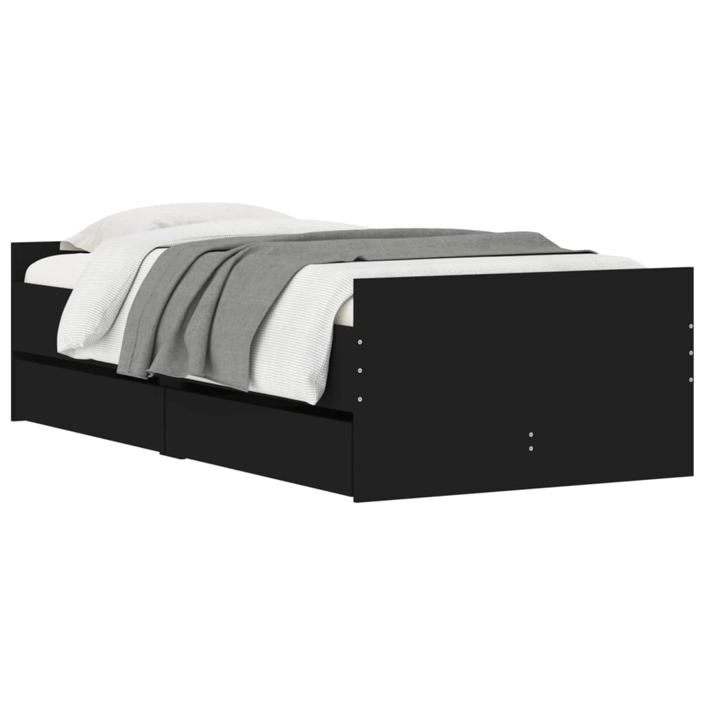 vidaXL Bed Frame without Mattress Black 75x190 cm Small Single Small Single
